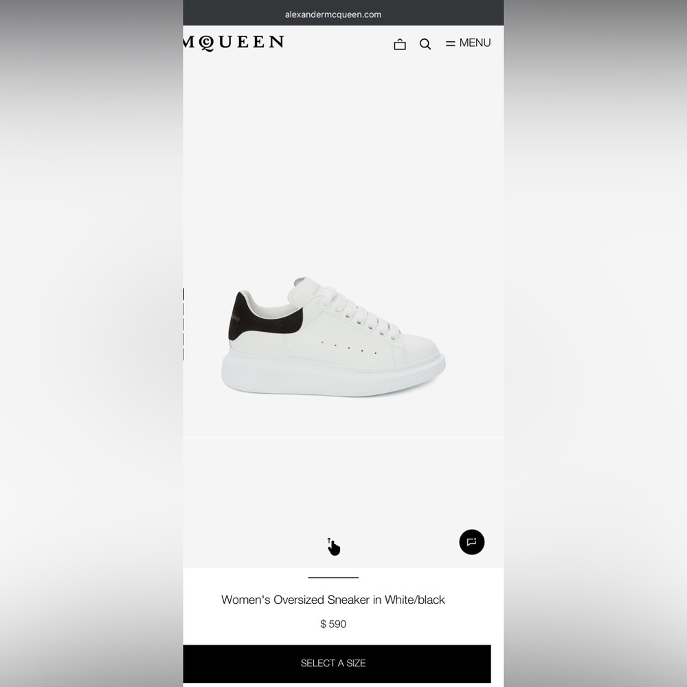Alexander McQueen White & Black Leather Oversized Sneaker.
